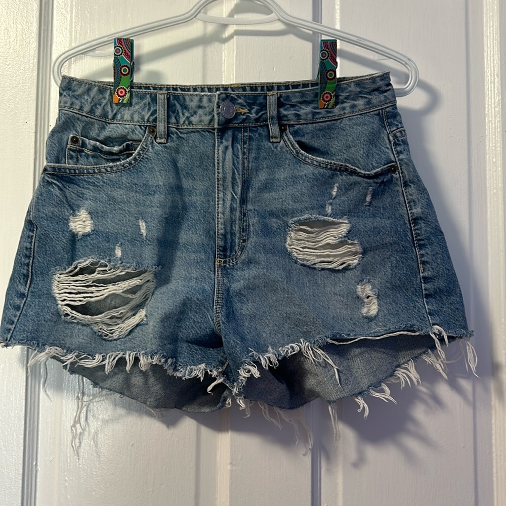 High rise garage denim shorts